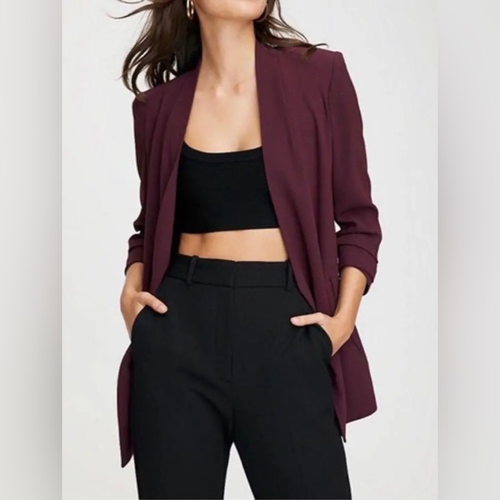 Aritzia Babaton Power Hip Open Front Blazer Burgundy Size 8 - Picture 11 of 11